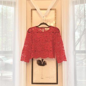 Candela Red Lace Crop Top